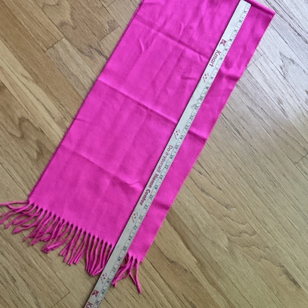 Bright Pink Fringed Scarf - Picture 4 of 4